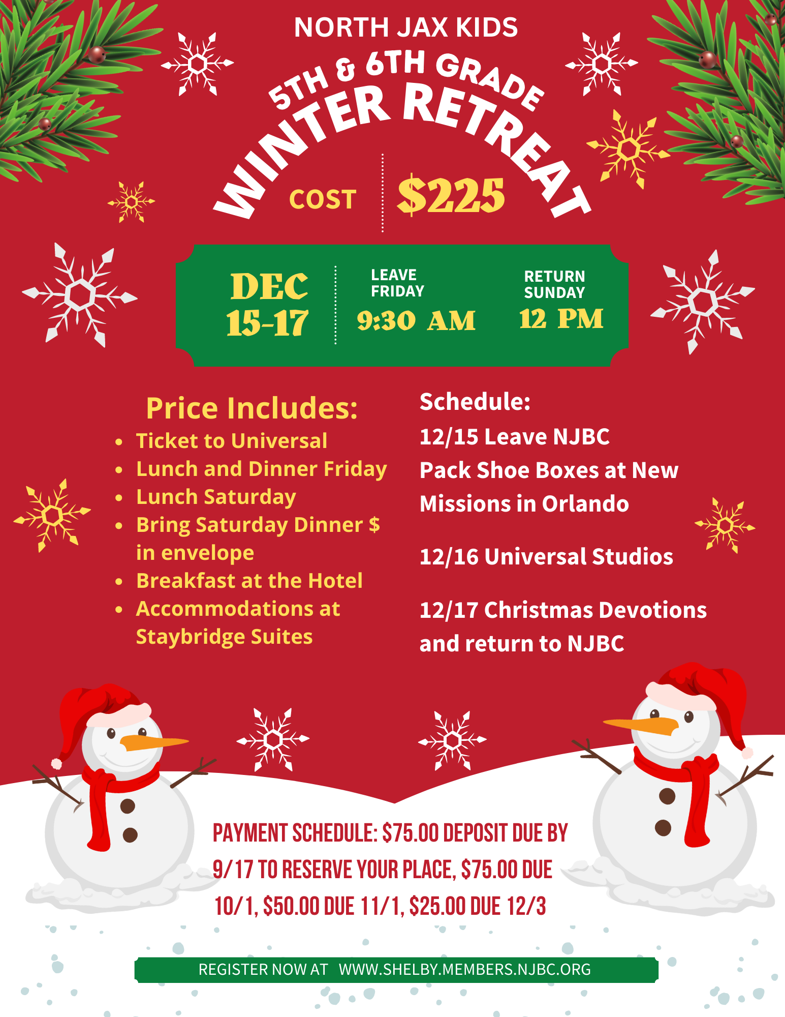 5th & 6th Grade Winter Retreat Dec. 15-17