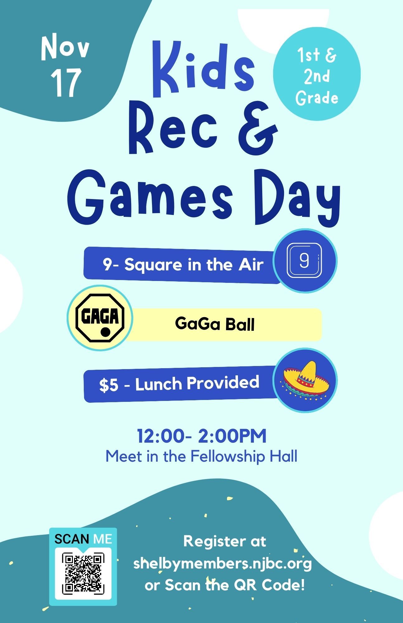 1st & 2nd Grade Rec & Games Day Nov 17