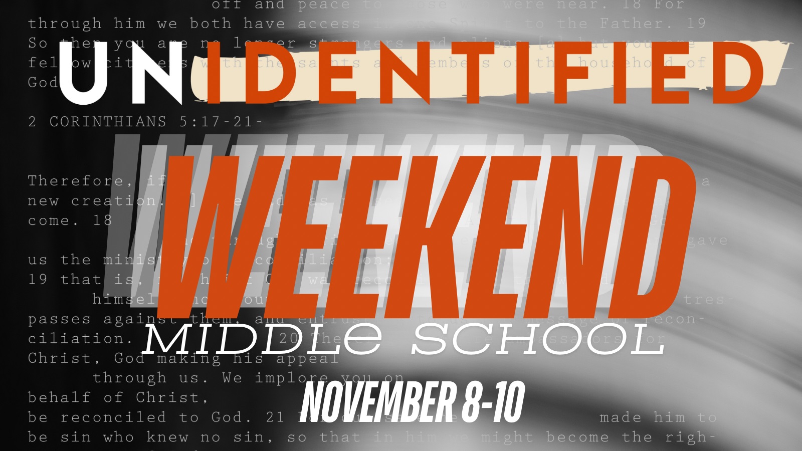 MIDDLE SCHOOL WKND Nov 8-10