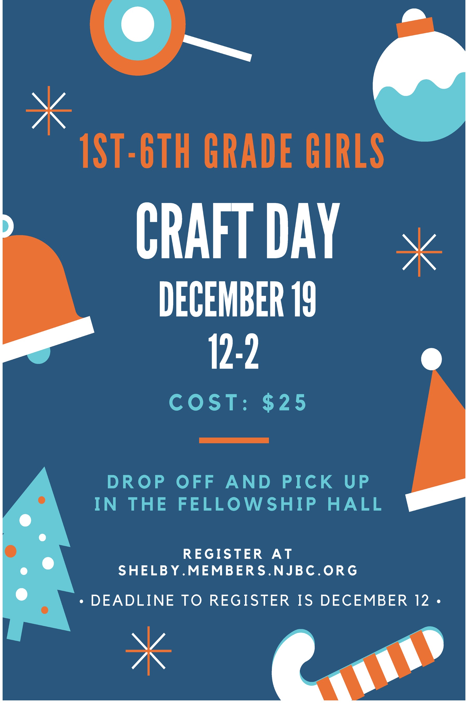 1st thru 6th Girls Christmas Crafts 12/19